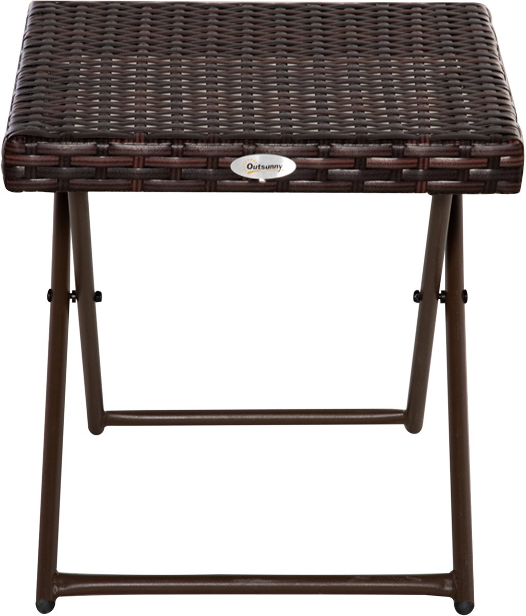 Cosy Chic Salontafel voor de tuin, opvouwbaar, 40 x 40 x 40 cm, naturel | staal, kunsthars gevlochten, rotan imitatie, Kastaanse