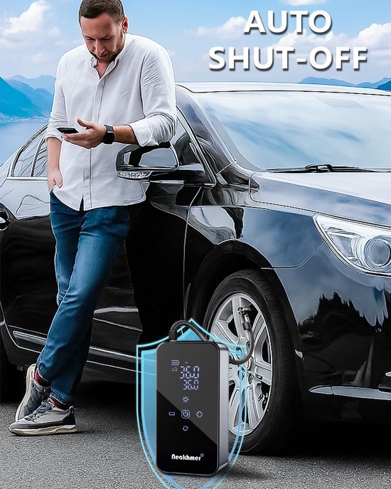 Elektrische Luchtcompressor met Digitaal Display - Draadloze Bandenpomp - USB-C Oplaadbaar - Voor Auto, Motor, Fiets en Ballen - Tot 150 PSI / 10,3 Bar — afbeelding 3