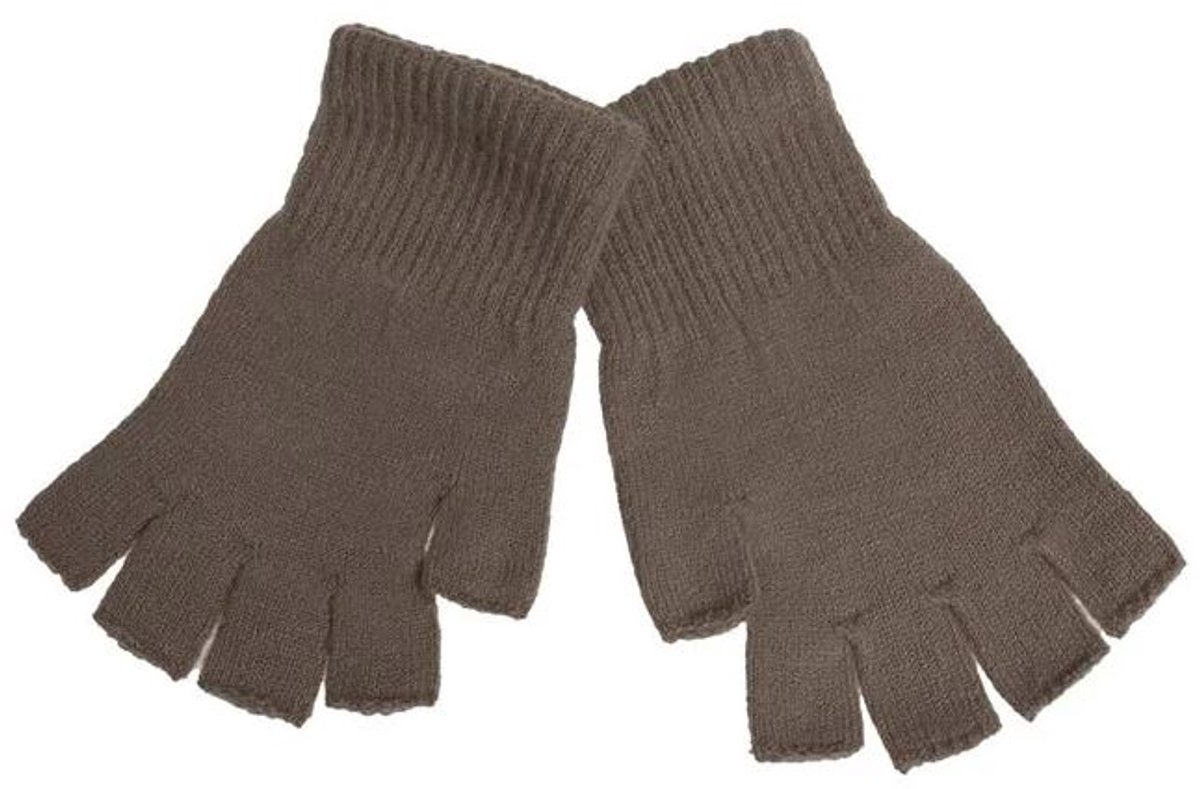 Vingerloze winterhandschoenen - Warme handschoenen - Vingerloos - Fingerless gloves - Bruin - One size - Acryl - Jonyx