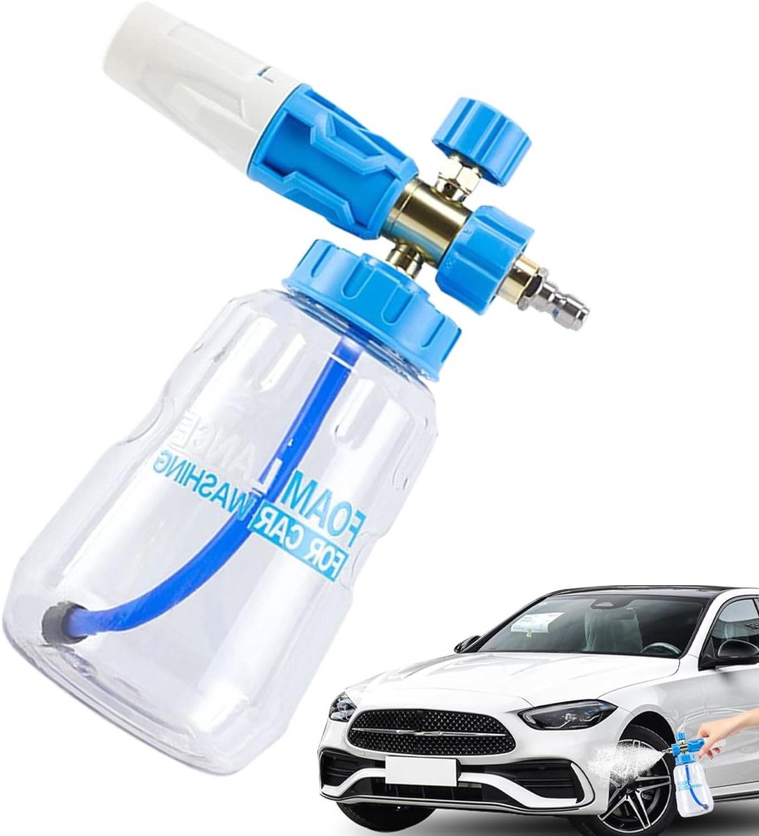 Schuimspray Fles - Hogedrukschuimspuit - Auto Wassen - Verstelbare Schuimconcentratie - 1L - Blauw