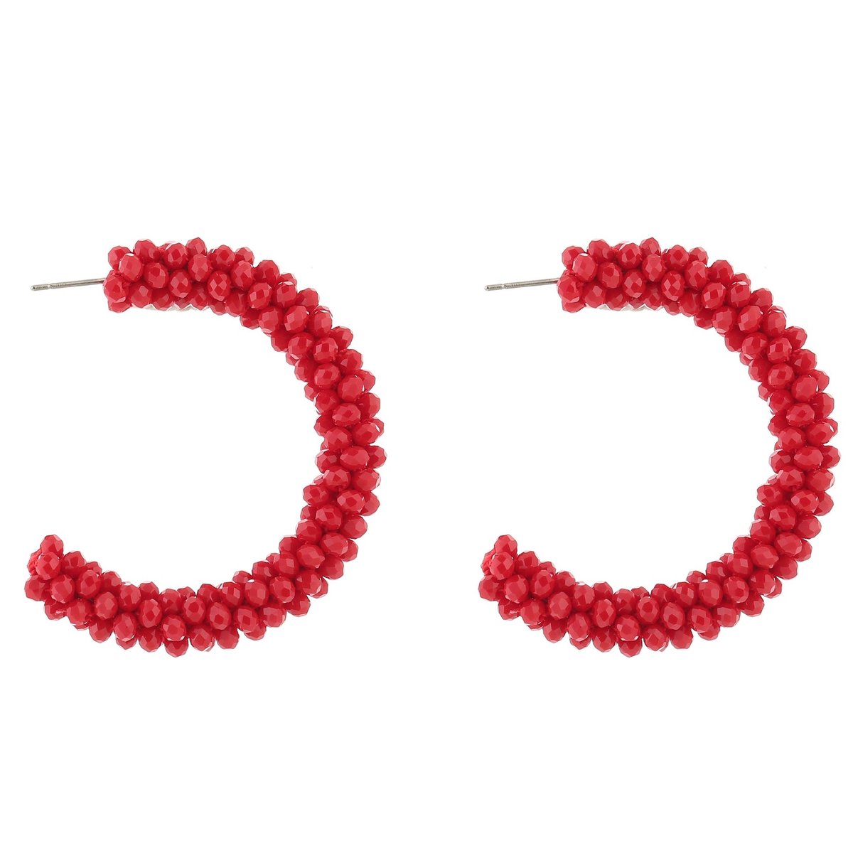 Michelle Bijou Oorbellen Strass Kralen rood