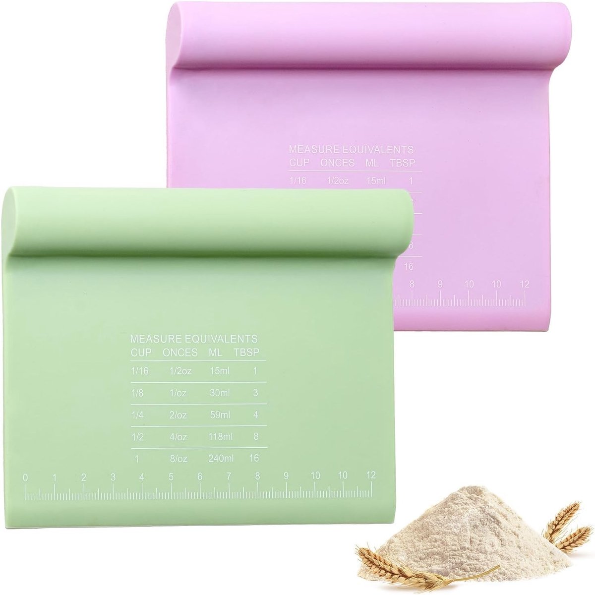 Set van 2 Siliconen Deegschrapers - Groen en Paars - 16 x 13 x 2,3 cm - Flexibele Voedselveilige Spatels - Voor Bakken en Koken