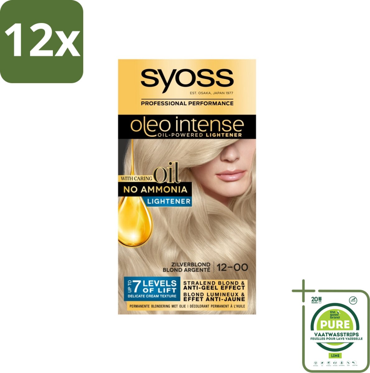 SYOSS - Oleo Intense 12-00 - Haarverf - Permanente Haarkleuring - Zilverblond - Langdurige Kleur - Voordeelverpakking - 12 stuks - Permanente haarkleuring - Zilverblond