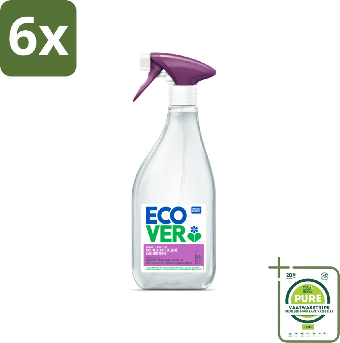 Ecover - Kalkreiniger - Bessen & Basilicum - 500 ml - Voordeelverpakking - 6 stuks - Kalkreiniger - Kalkverwijderaar