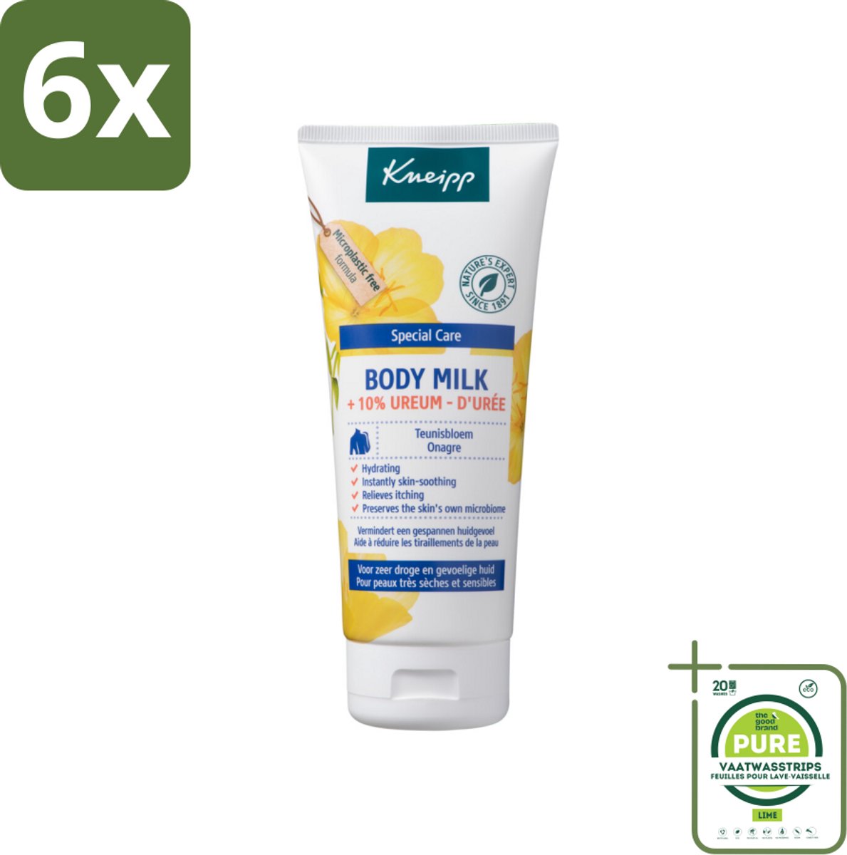 Kneipp - Body milk - Special Care - Met 10 % ureum - Voor zeer droge & gevoelige huid - 200 ml - Voordeelverpakking - 6 stuks - Intensieve verzorging - Droge huid