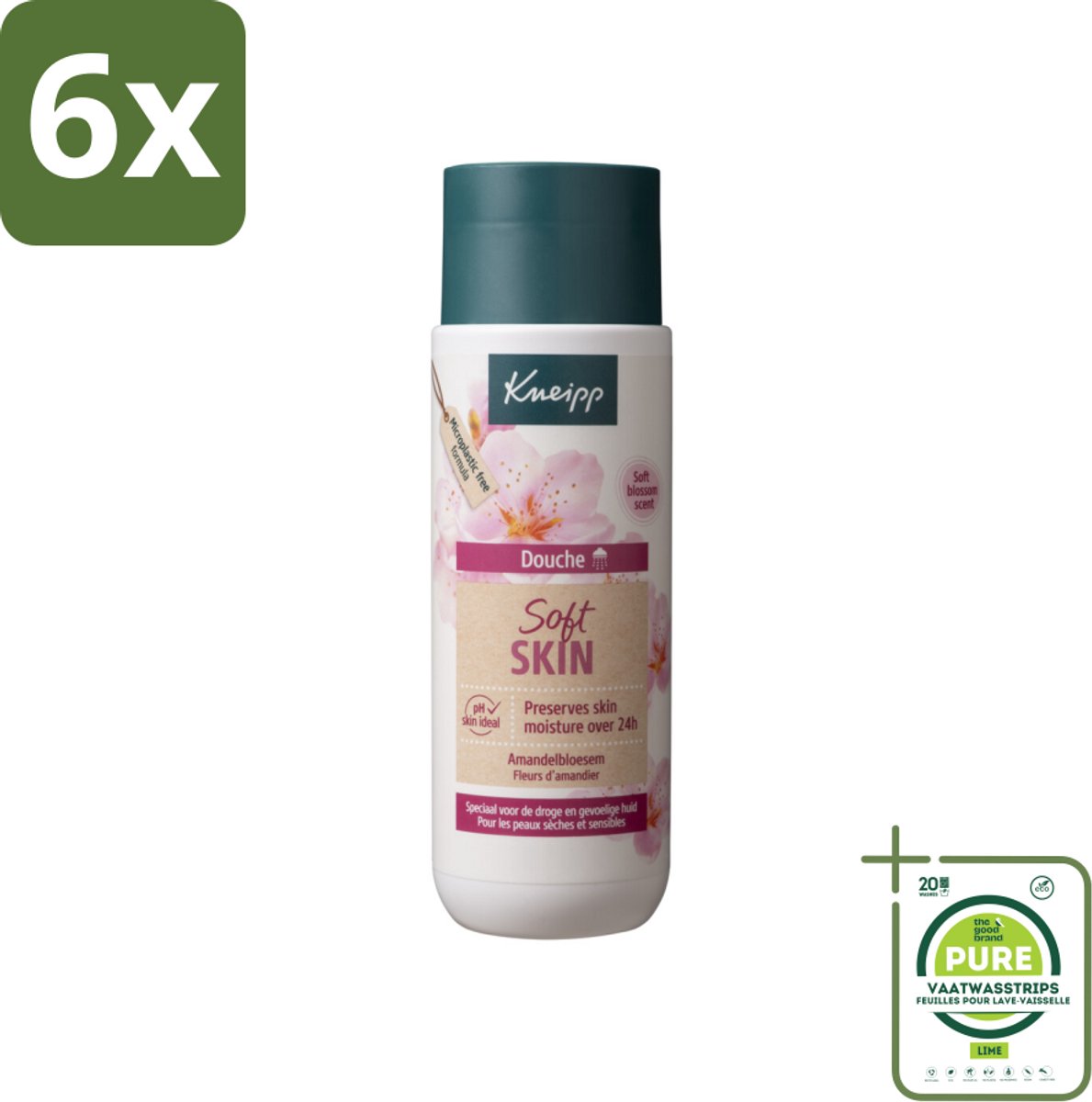 Kneipp - Douchegel - Soft Skin - Amandelbloesem - 200 ml - Voordeelverpakking - 6 stuks - Douchegel - Droge huid