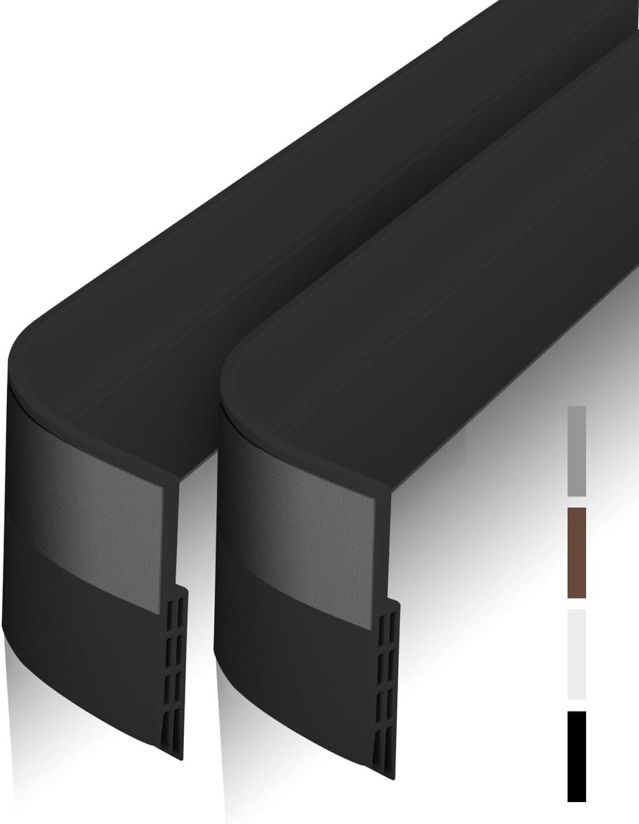 2 Stuks Draagbare Tochtstrip en Deurafdichting - Geluidsisolatie, Afdichtstrip voor Deuren - 5 x 100cm (Zwart)