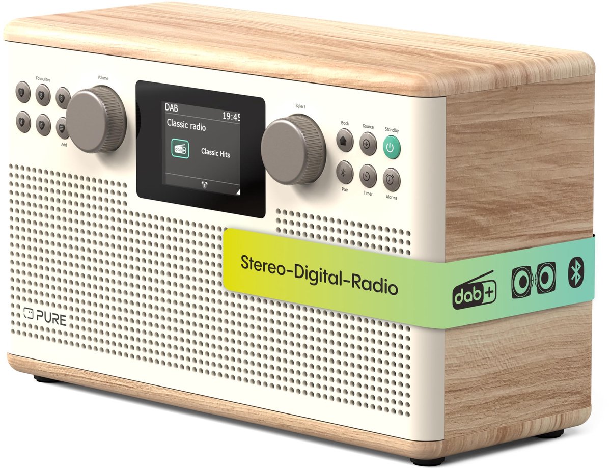 SnelShoppen - Pure Classic H6 HiFi stereo-installatie met DAB+ FM-radio, Bluetooth 5.3, USB-A & AUX, 2x15W, 2,4 inch kleuren-TFT-afstandsbediening, du