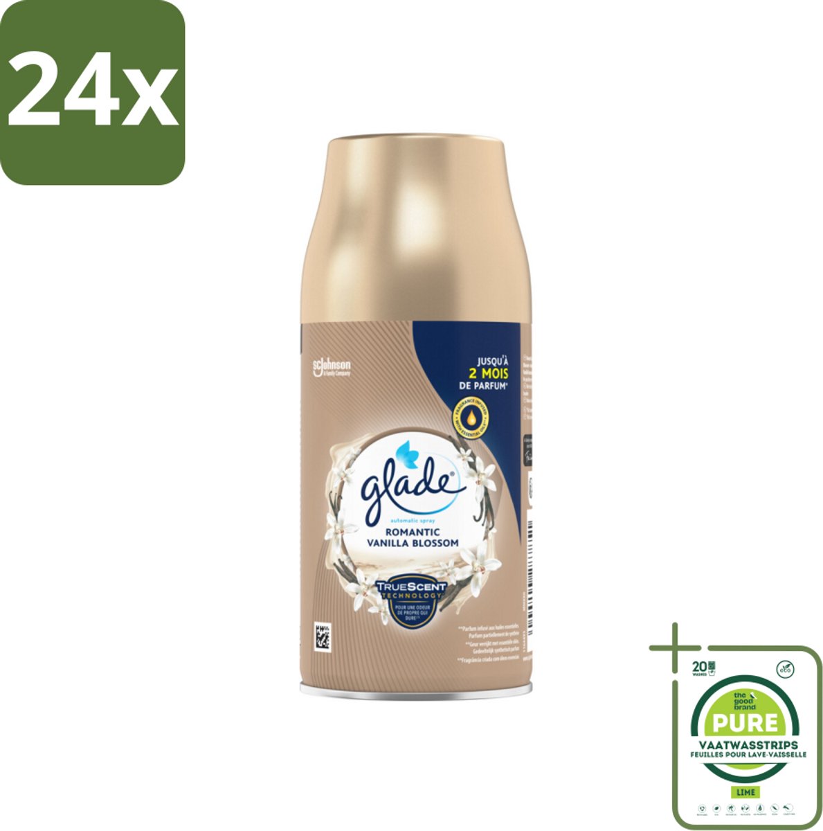Glade - Automatische Spray - Romantic Vanillebloesem - 269 ml - Voordeelverpakking - 24 stuks - Geur - Vanille