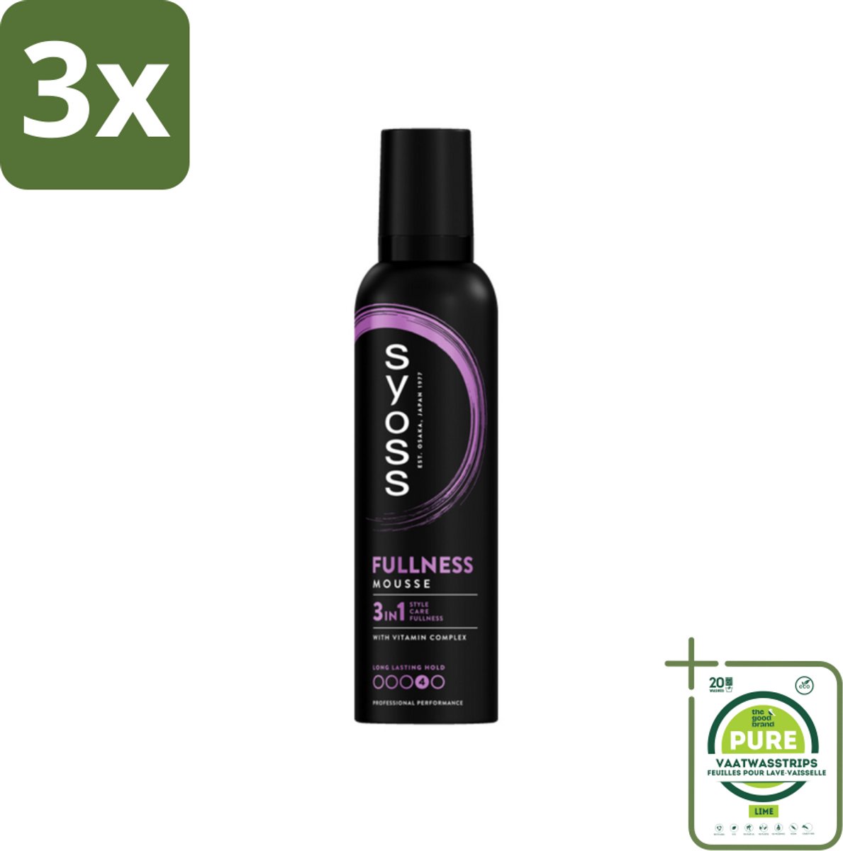3 x Syoss - Fullness - Haarmousse - Lichtgewicht Volume - 250 ml - Grootverpakking - Haarvolume - Volumineus Haar - Haarmousse - Haarstyling - Fijn Haar
