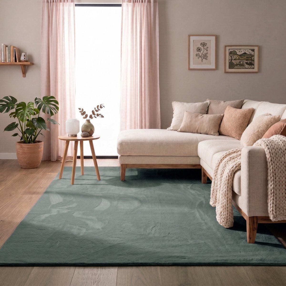 NATURL. Zacht laagpolig vloerkleed - Cozy Groen - 120x170cm