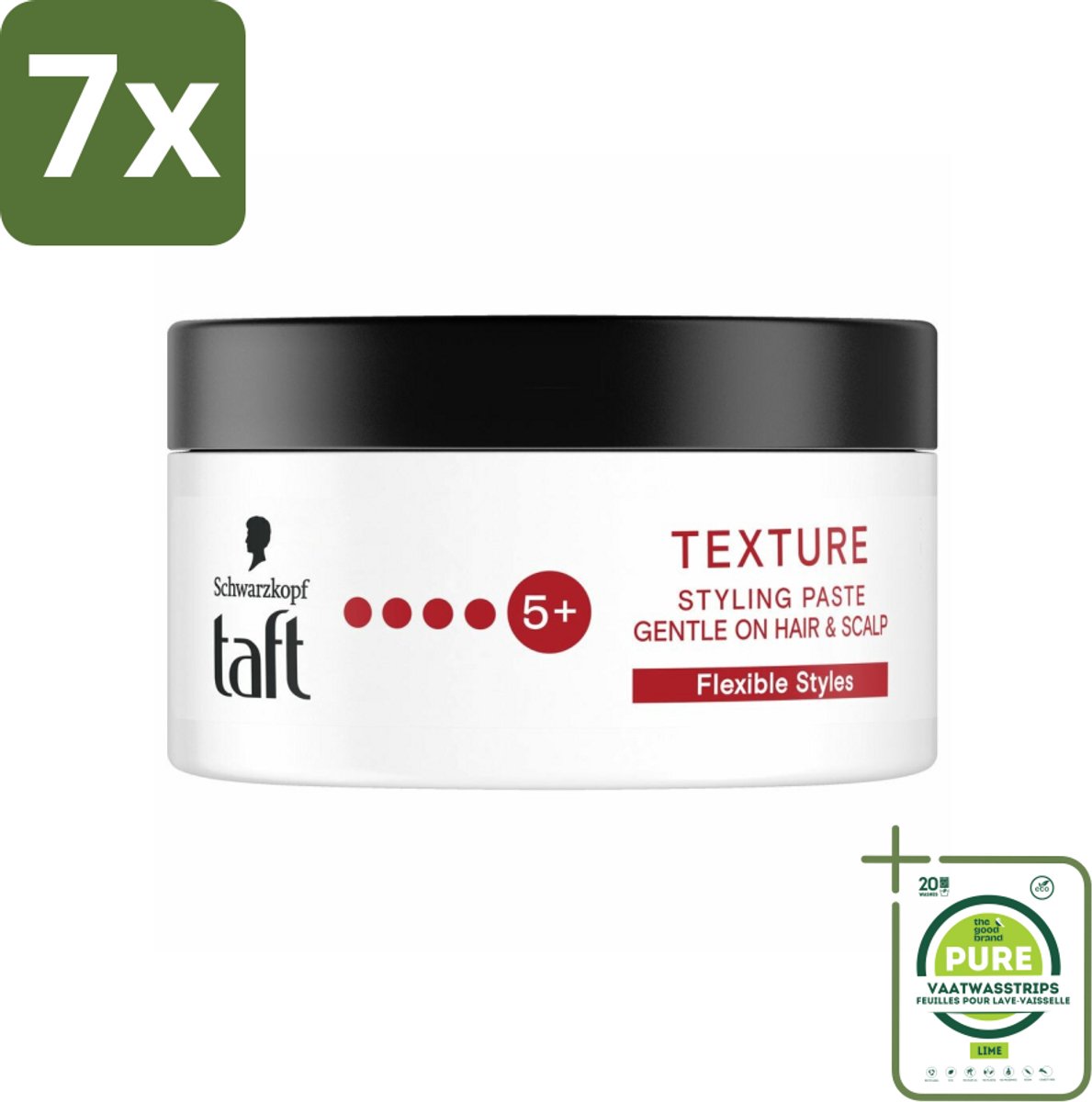 7 x Taft - Texture Styling Paste - Hold 5+ - Gedefinieerde textuur - 100 ml - Grootverpakking - Haarpasta - Stylingpasta - Textuurpasta - Taft - Haarstyling