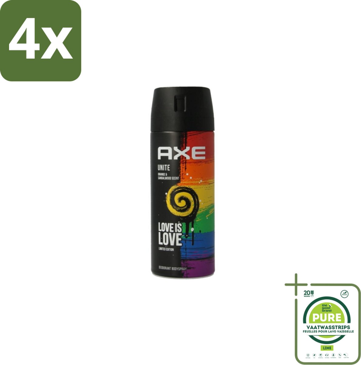 AXE - Deodorant Spray - Unite - Verzorgend - Kruidige Geur - 150 ml - Voordeelverpakking - 4 stuks - AXE deodorant - Mannelijke geur
