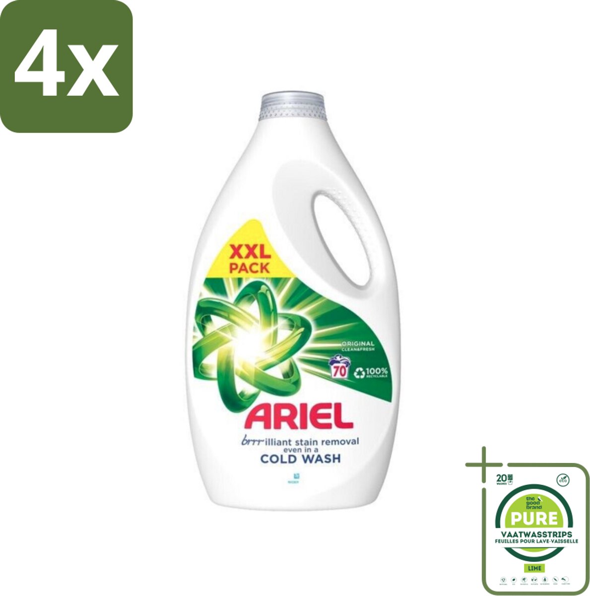 Ariel - Wasmiddel - Original - 70 Wasbeurten - 2,45 liter - Voordeelverpakking - 4 stuks - Wasmiddel - Ariel