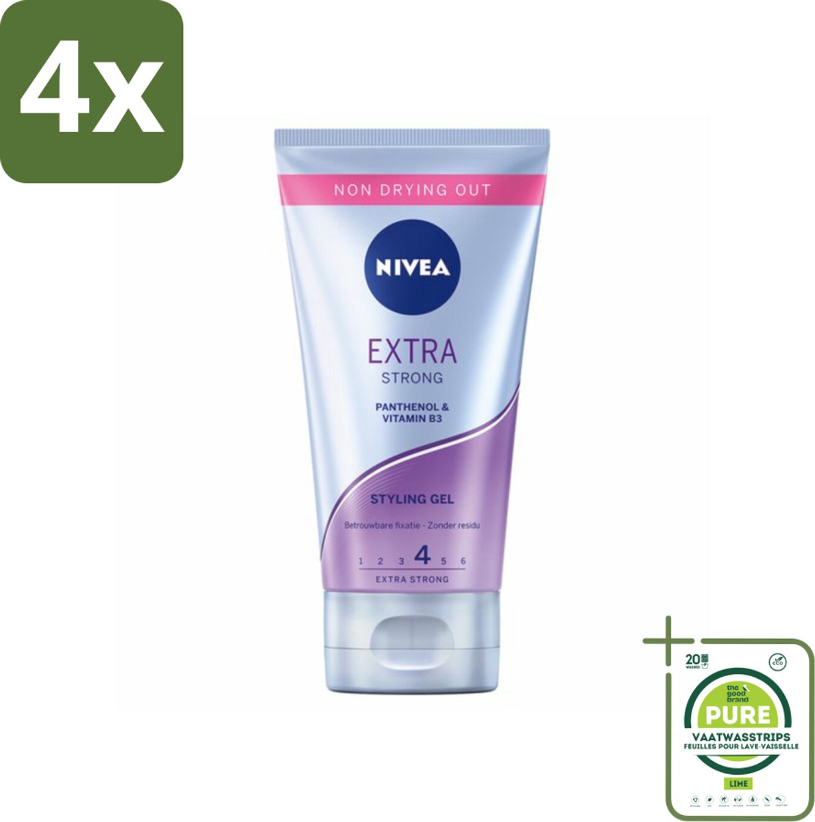 NIVEA - Stylingsgel - Extra Sterk - Betrouwbare Fixatie - 150 ml - Voordeelverpakking - 4 stuks - Haarstyling gel - Sterke fixatie