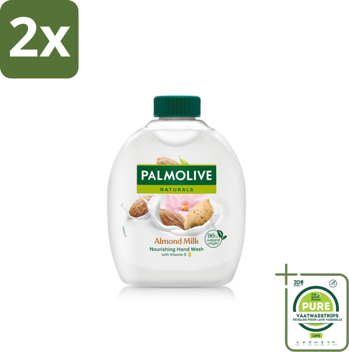 Palmolive - Amandelmelk - Handzeep Navulling - Zacht & Hydraterend - 300 ml - Voordeelverpakking - 2 stuks - Handzeep - Navulling