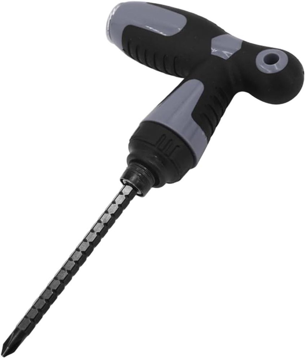 Ratelschroevendraaier Set - T-Handvat Schroevendraaier - Efficiënt Klussen - Uitschuifbaar Handvat - 170mm tot 230mm - Grijs Zwart