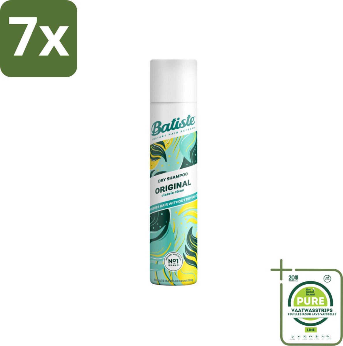 7 x Batiste - Original - Droogshampoo - Klassieke Frisse Geur - Geeft Volume en Textuur - 200ml - Grootverpakking - Droogshampoo - Haarverzorging - Batiste - Fris Haar - Volume