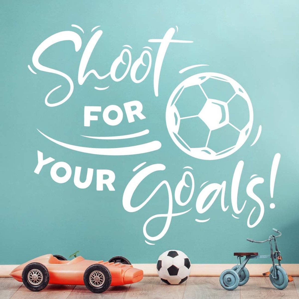 SnelShoppen - Voetbal Muursticker Jongens - Muurdecoratie Vinyl Wanddecoratie voor Kinderkamers - 830 x 730 mm - Sportthema - Stoere Jongenskamer Deco