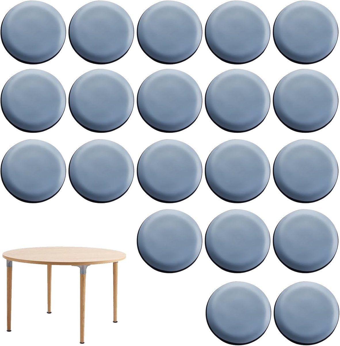 Zelfklevende meubelglijders van PTFE, 30 mm, 20 stuks voor stil glijden op tapijt, laminaat en parketvloer