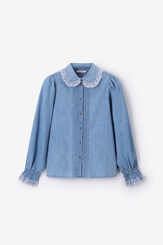 Lichtblauwe Denim Blouse Met Embroidery
