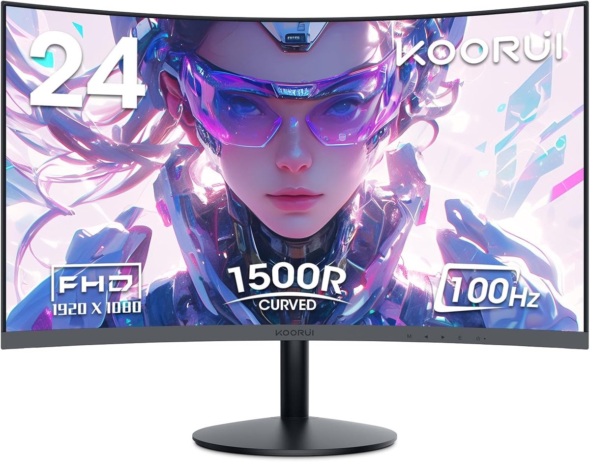 SnelShoppen - 24 Inch FHD Gebogen Computermonitor - VA Paneel, 1800R Kromming, 60Hz, Kantelinstelling, Oogzorg, HDMI, VGA Gaming Monitor in Zwart