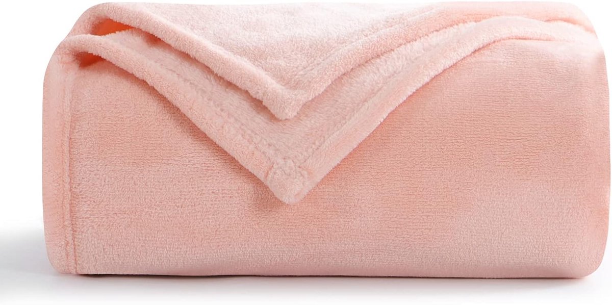 SnelShoppen - Fleece Dekentje 130 x 150 cm Extra Zacht Roze Microfiber Flanel Warm voor Sofa, Camping, Kinderen, Tuin, Feest