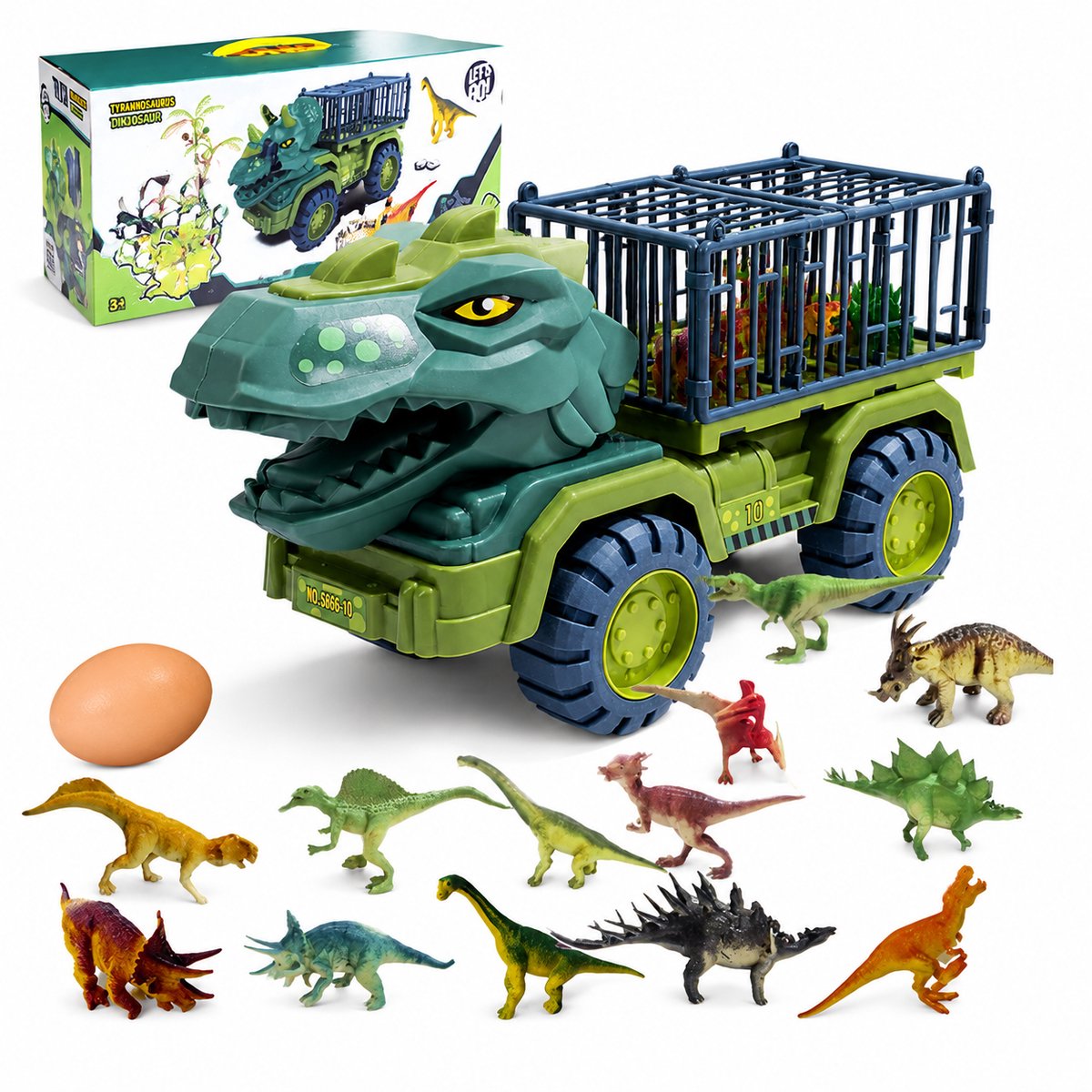 ECTEATOY® Tyrannosaurus Transport Auto - Dinosaurus auto speelgoed - Speelgoed met 15 Dino Figuren - Cadeau Jongens