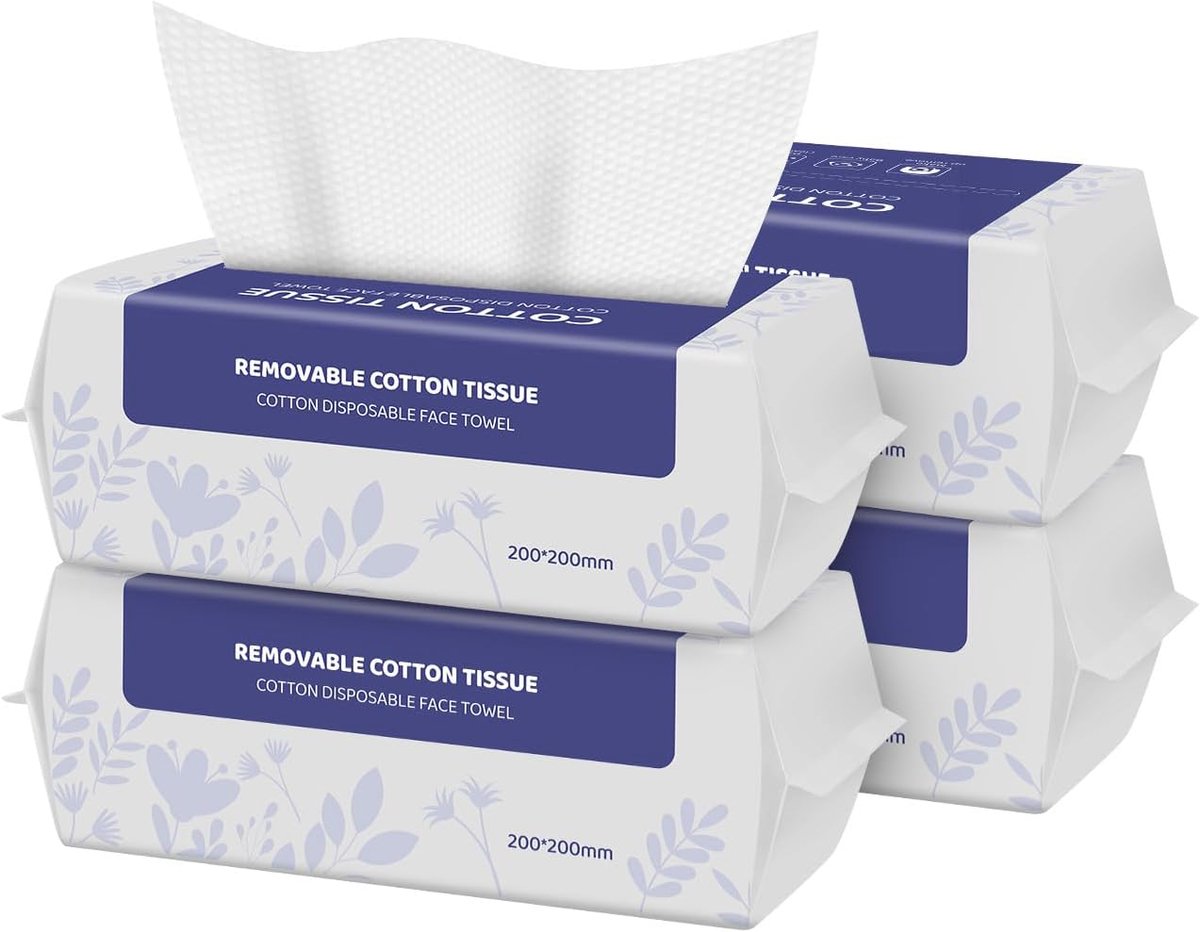 SnelShoppen - Wegwerptowels, Extra Dikke Zachte Katoenen Droogdoeken, Gezichtsdoekjes voor Reiniging, Lintvrij, Voor Verwijderen van Make-up, Reizen (