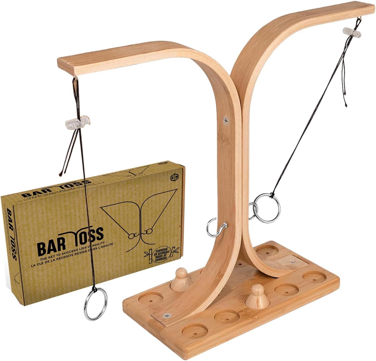 SnelShoppen - Bar Toss Spel | Houten Ring Gooi Spel voor Kinderen en Volwassenen | Ring Toss Hangend Gooi Spel | Wie is de Snelste? | Voor Binnen & Bu