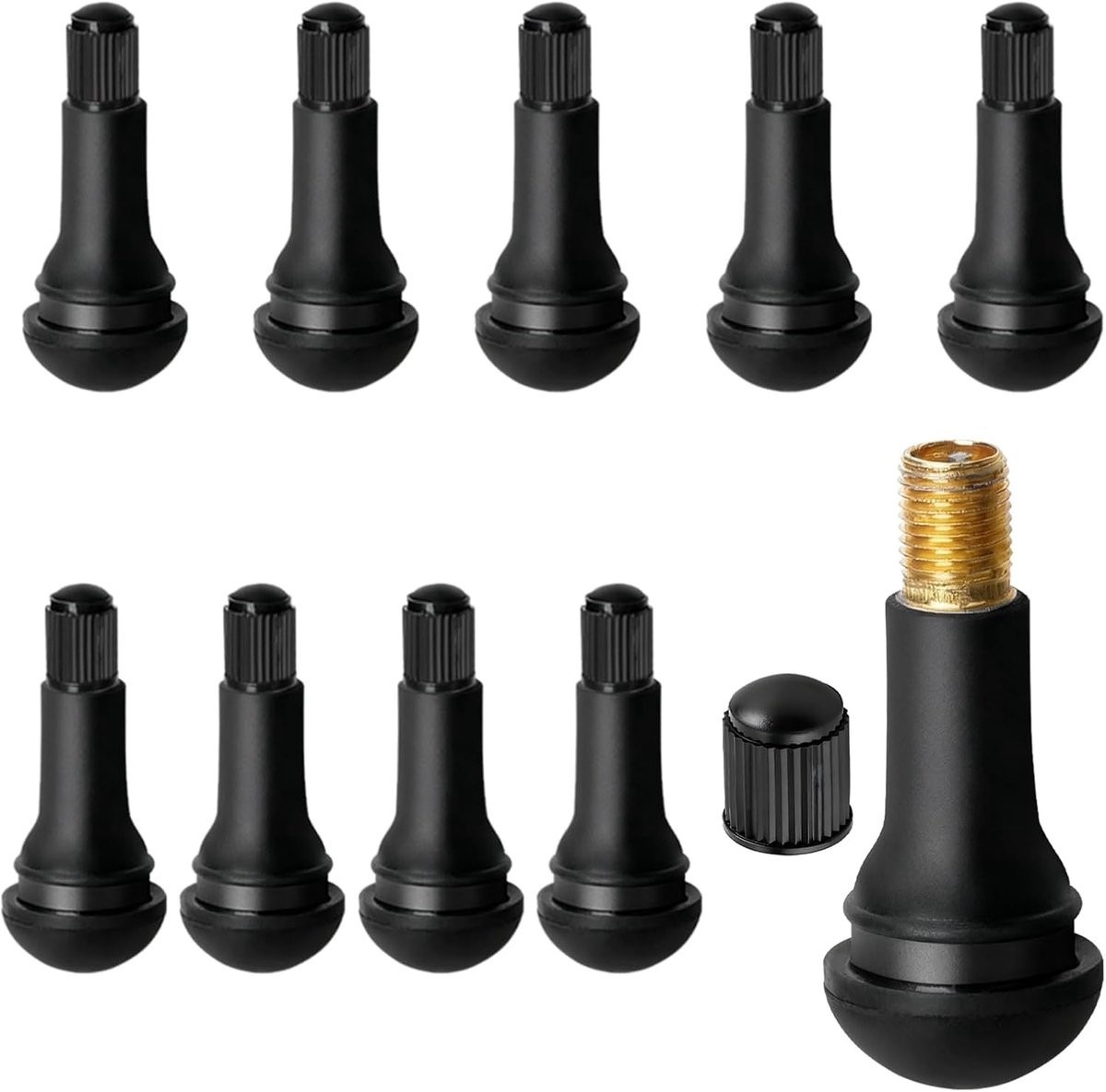 10 stuks TR413 Tubeless ventiel, Rubber Snap-In Tire Valve Stams, Stevige Auto Band Valves Vervanging, Rubber Wiel Bandventielen Stengels voor 0.47 "Tubeless Velg Gaten op Auto's, Go-karts