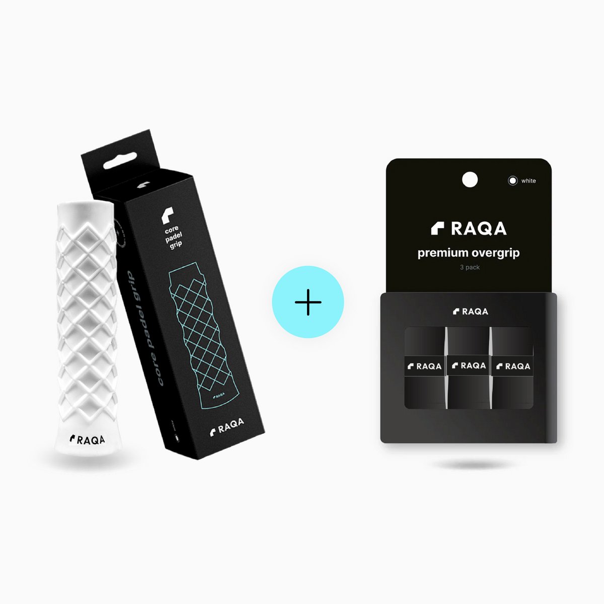 Raqa ® Padel grip combideal | Core padel grip + premium overgrip zwart | padelgrips | Griptape | Basis grip en padelgrip zwart