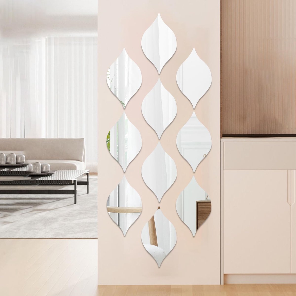 Omgoods - Spiegel Muurstickers Set - Decoratieve Acryl Wanddecoratie voor Diverse Ruimtes