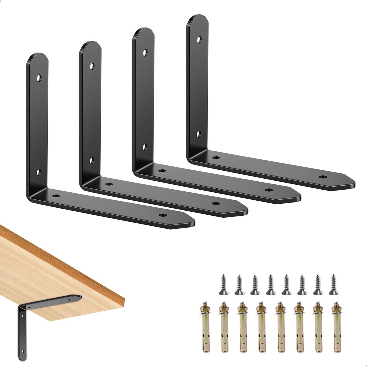 Omgoods - Retractable Planksteunen Set van 4 - Zwart met 25 kg Capaciteit