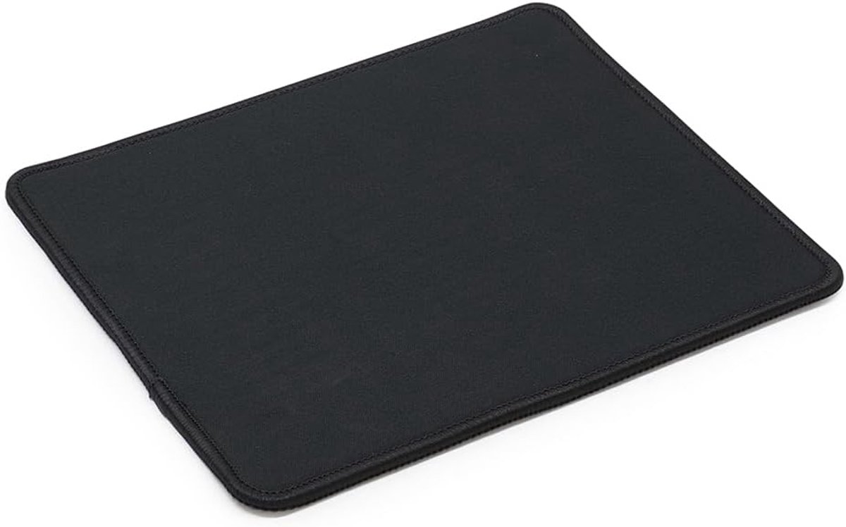73734 Computer Muismat Zwart 19 x 22 cm, Antislip Rubberen Base, Ultra Glad Satijn Stof Bovenzijde Gemakkelijk Glijdt, Duurzaam Gestikte Randen, Effen Zwart Beste Optische Precisie