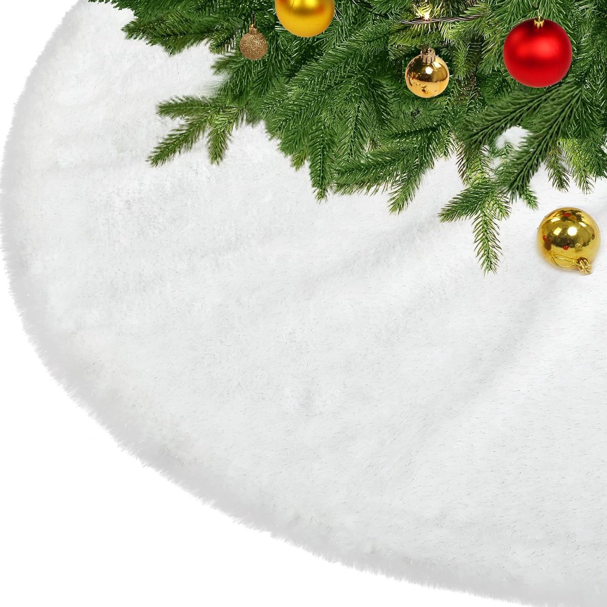 Blauwe Kerstboomrok Faux Fur Dikke Kerstboomrok met Zilveren Pailletten Sneeuwvlok Kerstboomvloermat, blauw met zilveren pailletten