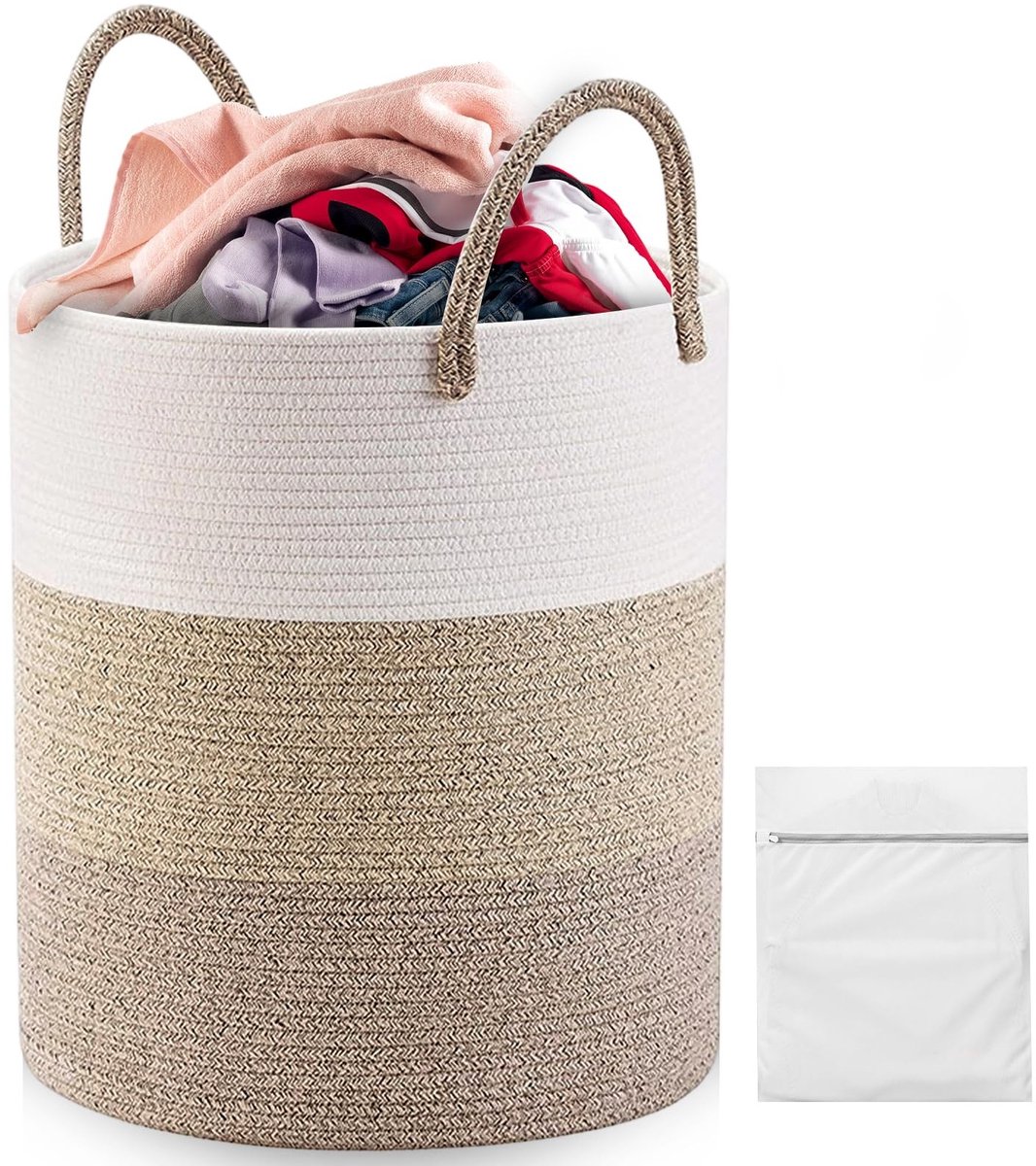 Omgoods - Katoenen Wasmand 58L met Versterkte Handgrepen