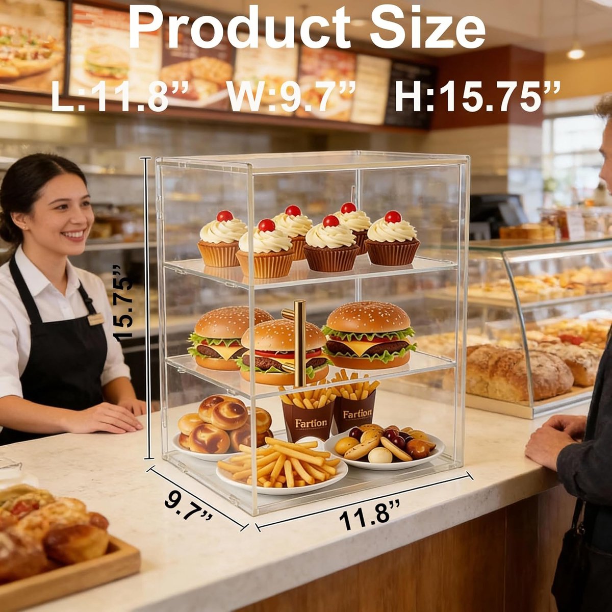 2 Vak Bakkerij Display Hoes Commercieel Werkblad