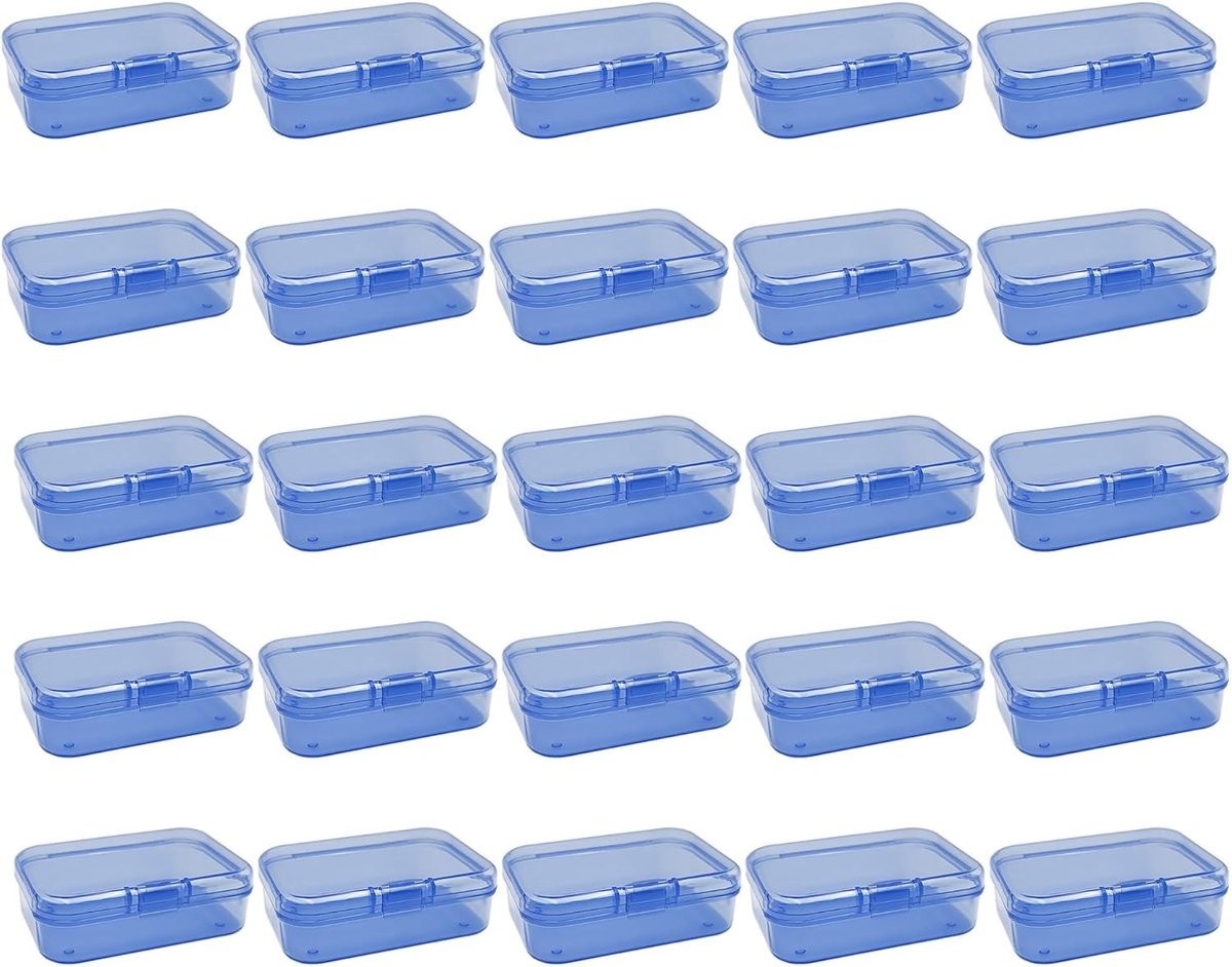 30 Stuks Plastic Opbergdoosjes (6,5 x 4,5 x 2 cm) – Transparante Mini Bakjes voor Diamond Painting, Kralen & Schroeven, Kleine Sieradendoos, Kunststof Containers met Deksel (Blauw)