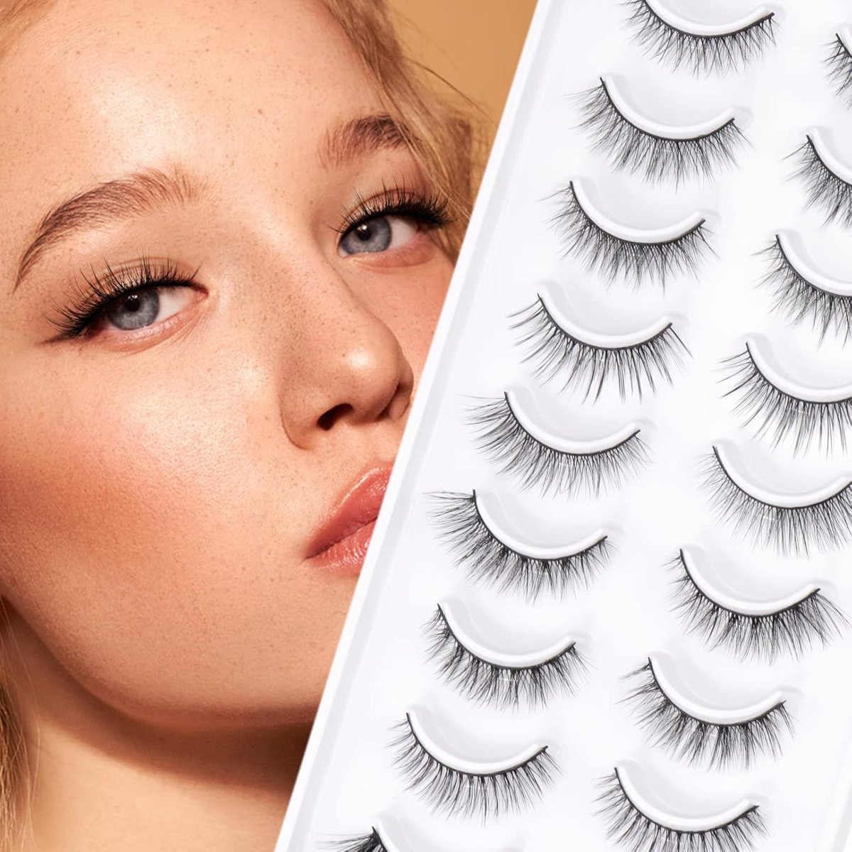 10 Stijlen Natuurlijke Wimpers, 3D Kort En Zachte Valse Wimpers Fluffy En Wispy Oogwimpers 10 Paar 100% Handgemaakte Valse Wimpers Natural Lashes (mix)