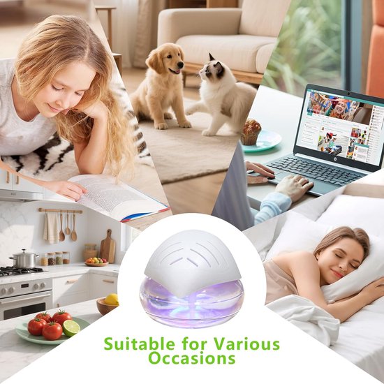 Luchtverfrisser, luchtbevochtiger, aromadiffuser, ioniser met 30 ml essentiële oliën, aromatiseerder, kamerluchtreiniger, waterluchtzuiveraar en kleurveranderende LED-lamp — afbeelding 5