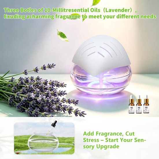Luchtverfrisser, luchtbevochtiger, aromadiffuser, ioniser met 30 ml essentiële oliën, aromatiseerder, kamerluchtreiniger, waterluchtzuiveraar en kleurveranderende LED-lamp — afbeelding 3
