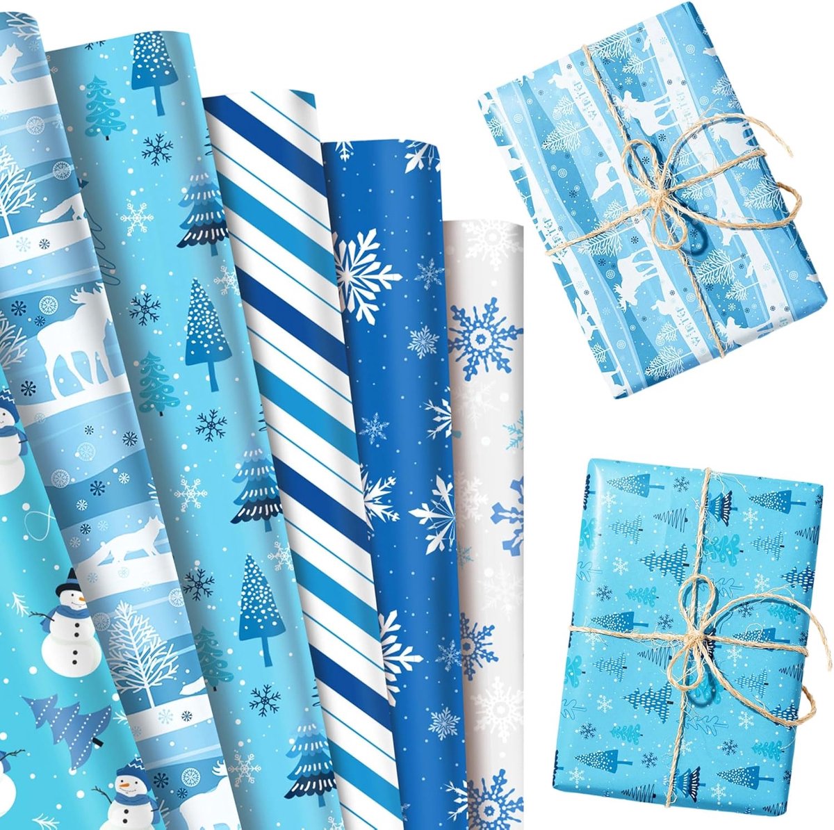 vellen blauw kerst inpakpapier winter wonderland sneeuwpop sneeuwvlok | 12 vellen blauw kerst inpakpapier winter wonderland sneeuwpop sneeuwvlok knutselpakket diy voor winterverjaardagen