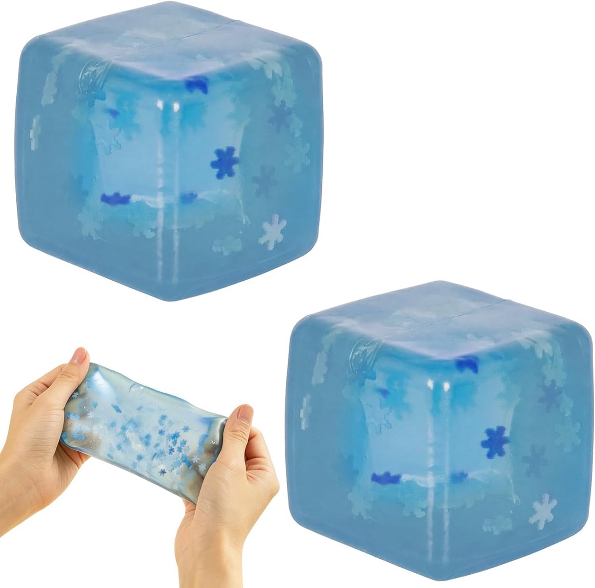 Squishy Cube Stressbal, stressspeelgoed, sneeuwvlok, anti-stress speelgoed, knijpbare stressbal, langzame terugslag, anti-stressbal voor autisme, voor kinderen en volwassenen, 4,5 cm, 2 stuks