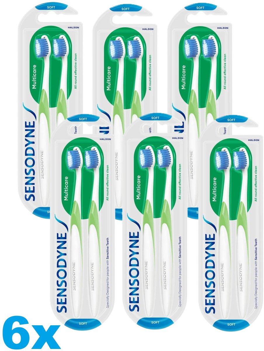 Sensodyne Multicare Soft Tandenborstel – Voor Gevoelige Tanden – 6 x 2 Stuks – 12 Stuks