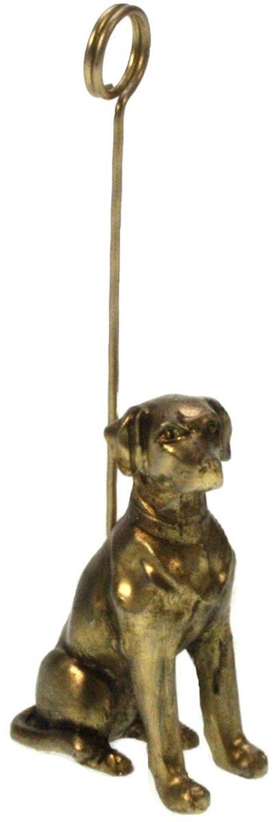 Foto-/kaarthouder Hond goudkleurig 2,8x4,5x13cm