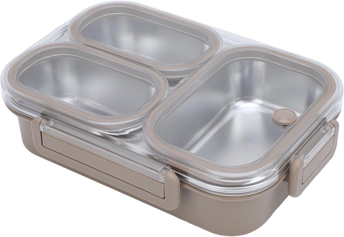 Kleine roestvrijstalen lunchbox herbruikbare verdeelde metalen snackbox 3 compartimenten voedselopslag lunchcontainers voor kantoormedewerkers