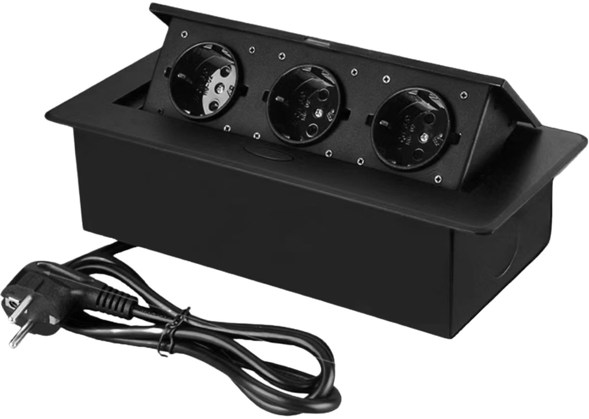 Omgoods - Inbouwstopcontact met 3 Voudige Aansluiting en 1,5 m Kabel voor Tafelblad
