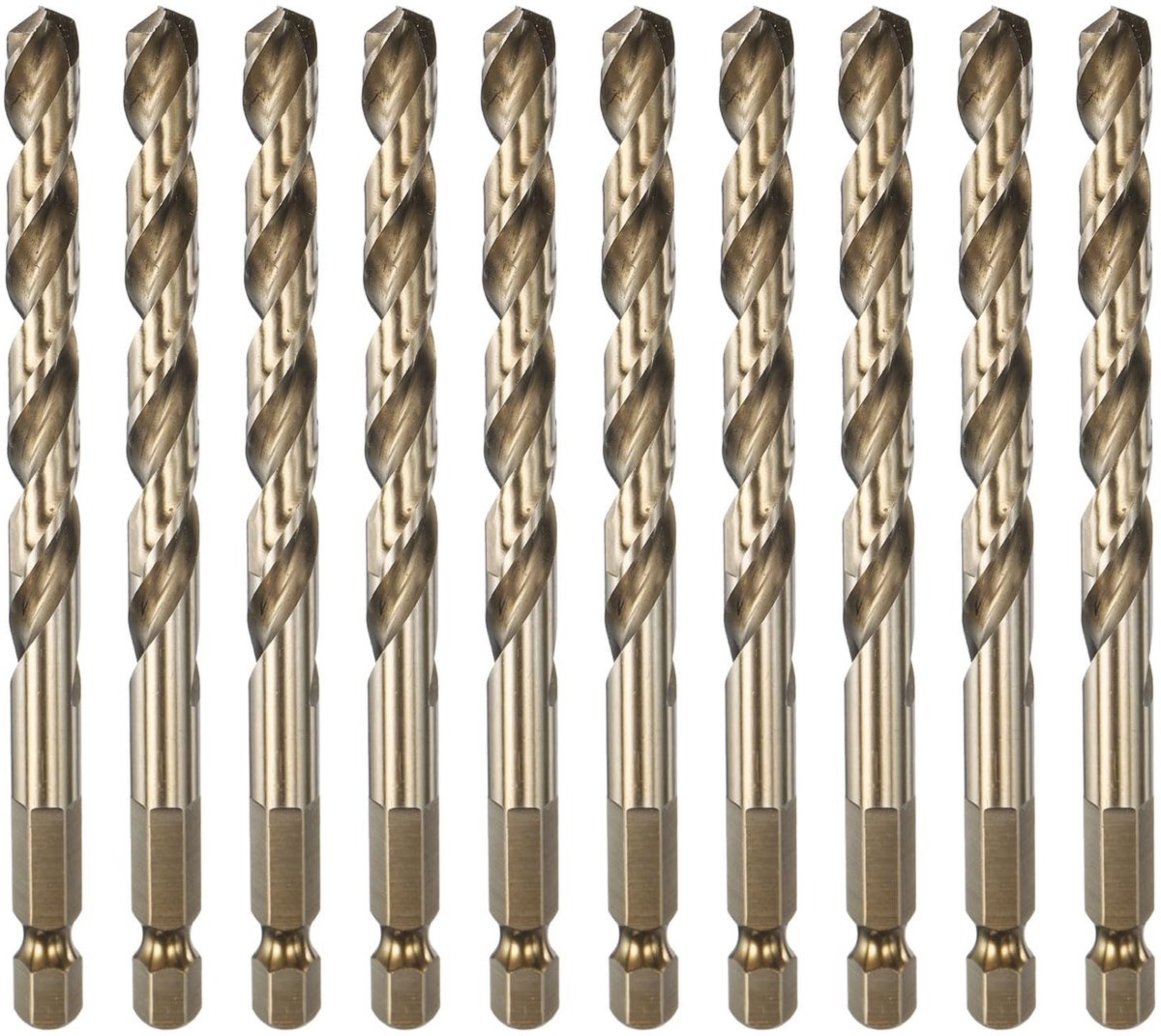 Omgoods - 10 Stuks Zeskantschacht Boren M35 met Gouden Coating - Voor Metaal, Hout, Kunststof