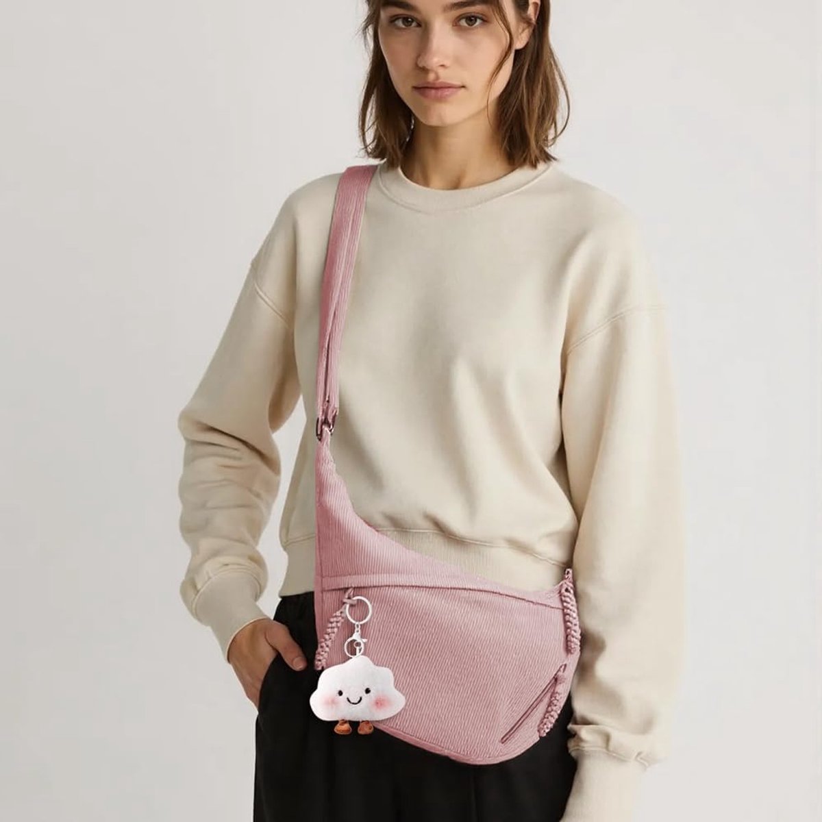 Schoudertas voor dames, halve maan, crossbody bag, schoudertas, licht, verstelbaar, messenger crossbody tas voor winkelen, reizen
